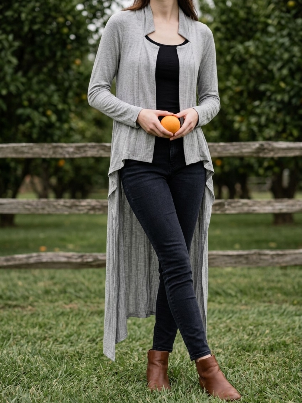 Anthropologie Amadi Light Gray High-Low Knit Duster Cardigan